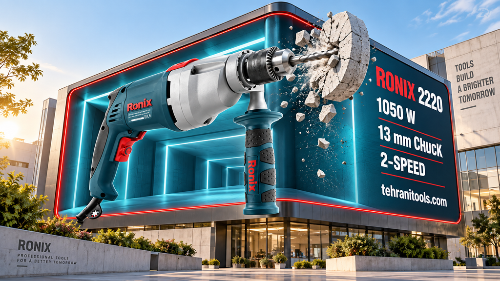 دریل چکشی گیربکسی 13 میلی‌متری 1050 وات رونیکس مدل 2220