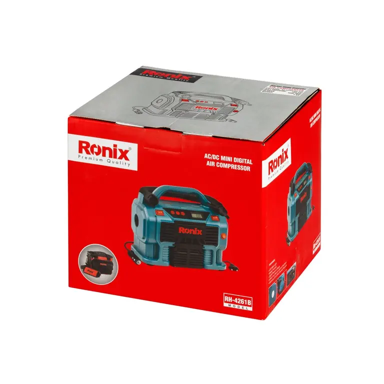 مینی کمپرسور باد سه کاره دیجیتال فندکی و برق شهری با کیف مدل RH-4261B | رونیکس