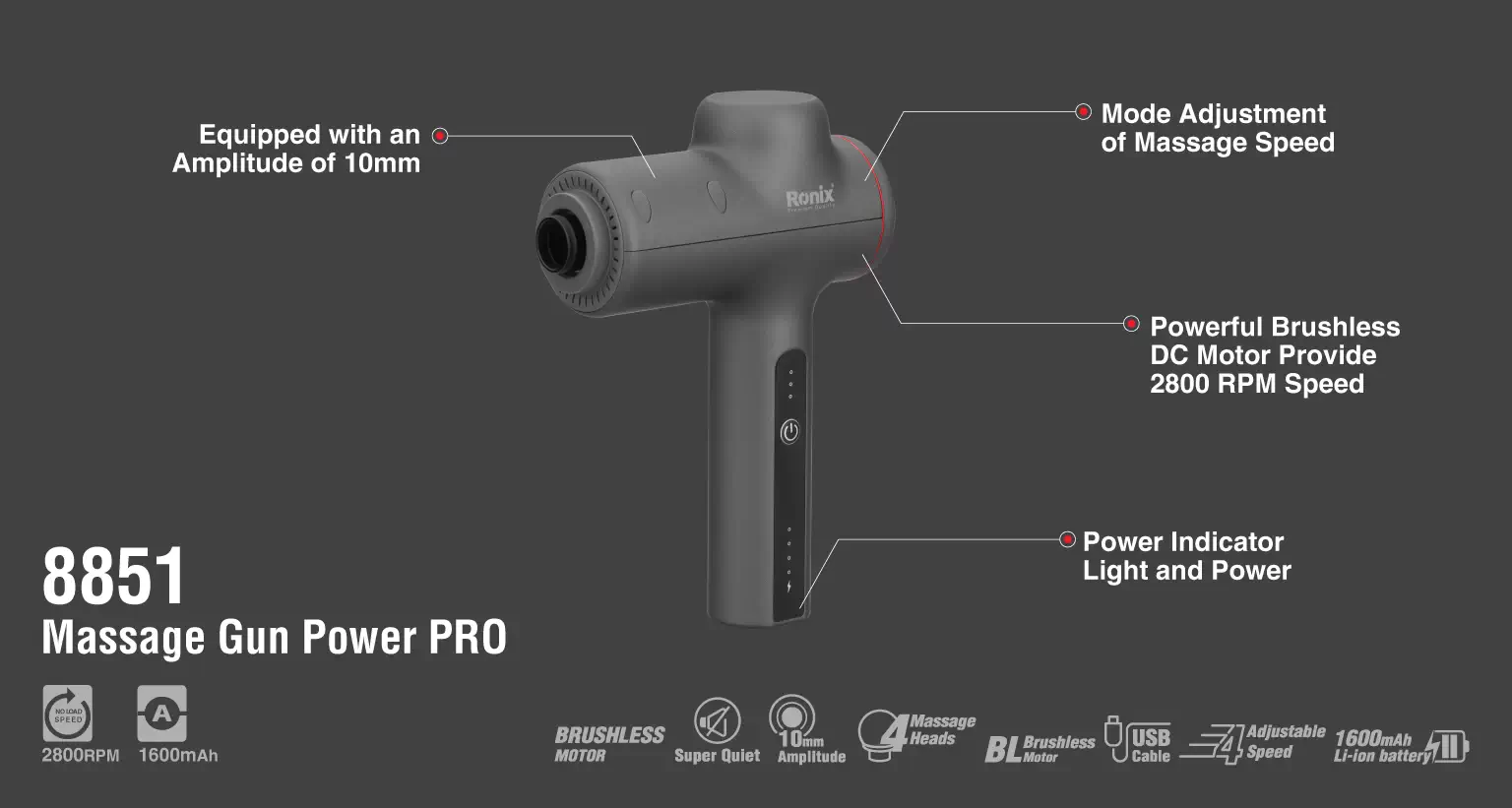 ماساژور شارژی رونیکس مدل 8851 POWER PRO