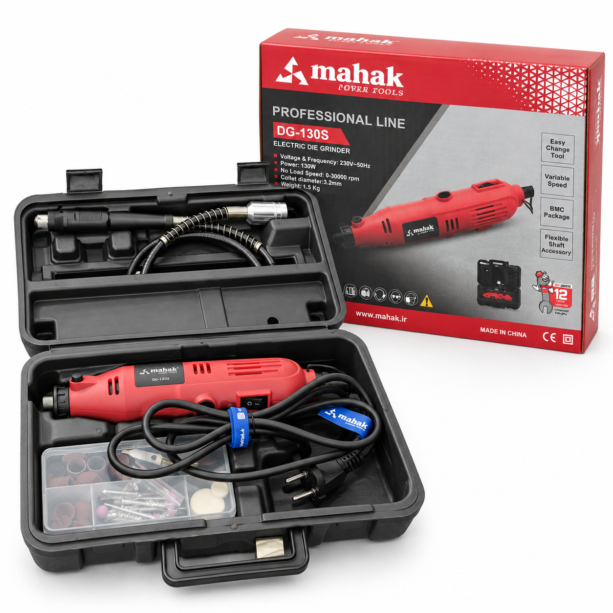فرز انگشتی 130 وات محک مدل DG-130S با کیت 45 پارچه و خرطومی