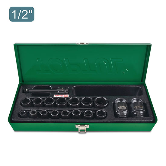 جعبه بکس فشار قوی 18 پارچه 1/2 اینچ تاپ تول مدل GCAD1807