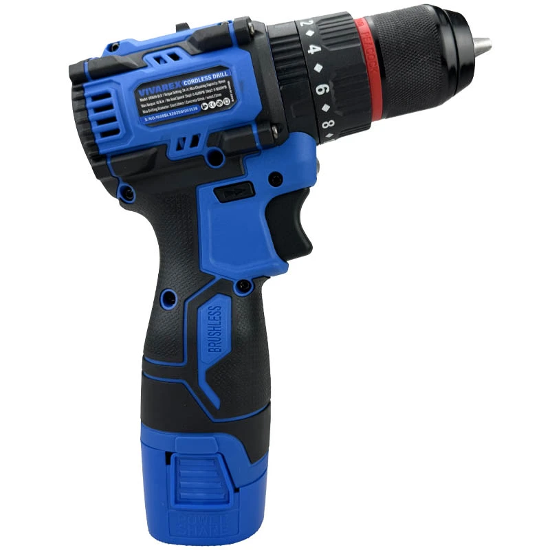 دریل پیچ‌گوشتی چکشی شارژی براشلس دو باتری ویوارکس مدل VR1608-BLX